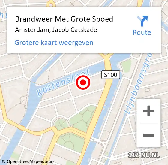 Locatie op kaart van de 112 melding: Brandweer Met Grote Spoed Naar Amsterdam, Jacob Catskade op 13 maart 2024 21:09