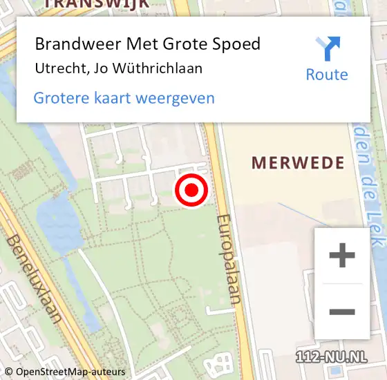 Locatie op kaart van de 112 melding: Brandweer Met Grote Spoed Naar Utrecht, Jo Wüthrichlaan op 13 maart 2024 21:22