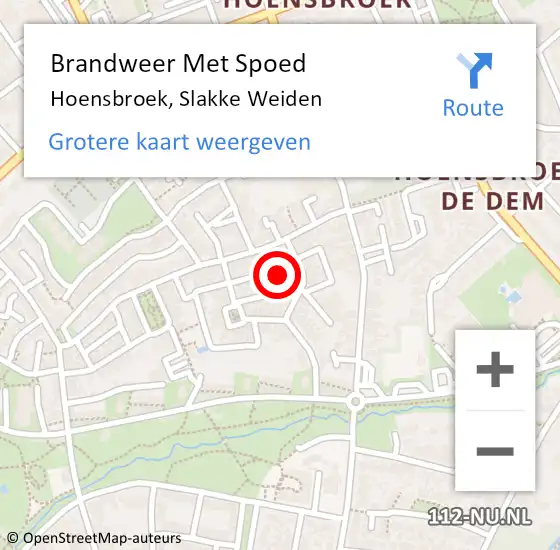 Locatie op kaart van de 112 melding: Brandweer Met Spoed Naar Hoensbroek, Slakke Weiden op 13 maart 2024 21:26