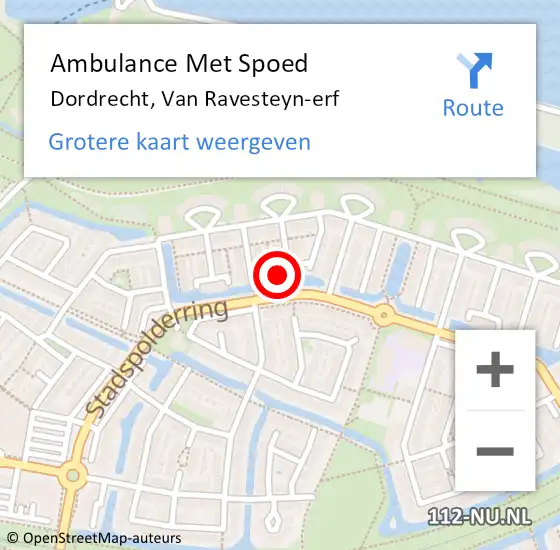 Locatie op kaart van de 112 melding: Ambulance Met Spoed Naar Dordrecht, Van Ravesteyn-erf op 13 maart 2024 21:44