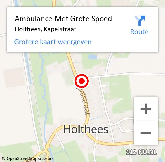 Locatie op kaart van de 112 melding: Ambulance Met Grote Spoed Naar Holthees, Kapelstraat op 29 september 2014 06:58