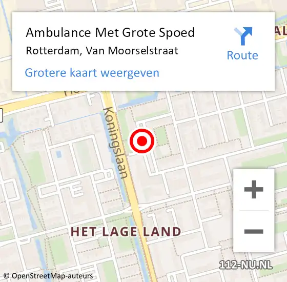Locatie op kaart van de 112 melding: Ambulance Met Grote Spoed Naar Rotterdam, Van Moorselstraat op 13 maart 2024 22:37