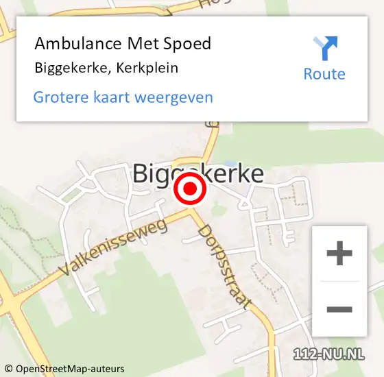 Locatie op kaart van de 112 melding: Ambulance Met Spoed Naar Biggekerke, Kerkplein op 29 september 2014 07:07