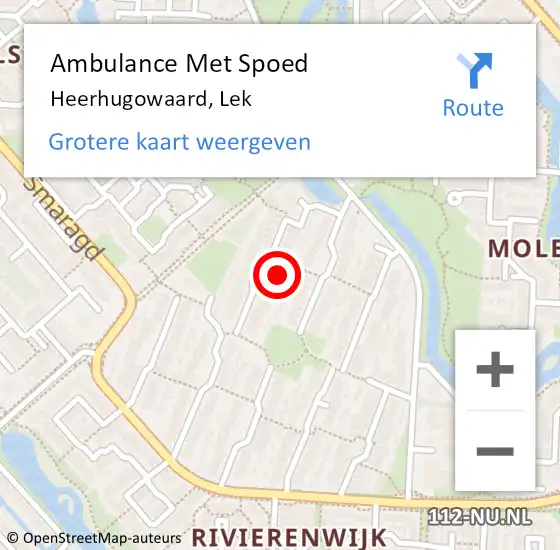 Locatie op kaart van de 112 melding: Ambulance Met Spoed Naar Heerhugowaard, Lek op 13 maart 2024 23:09