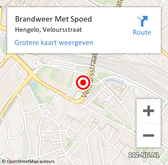 Locatie op kaart van de 112 melding: Brandweer Met Spoed Naar Hengelo, Veloursstraat op 13 maart 2024 23:24