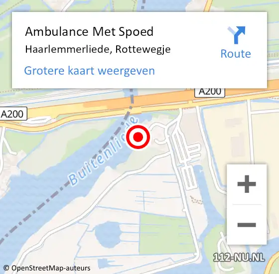 Locatie op kaart van de 112 melding: Ambulance Met Spoed Naar Haarlemmerliede, Rottewegje op 13 maart 2024 23:37