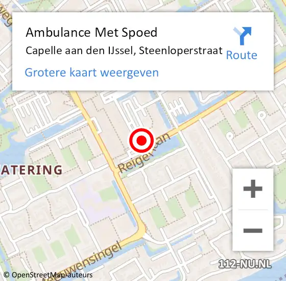 Locatie op kaart van de 112 melding: Ambulance Met Spoed Naar Capelle aan den IJssel, Steenloperstraat op 13 maart 2024 23:45