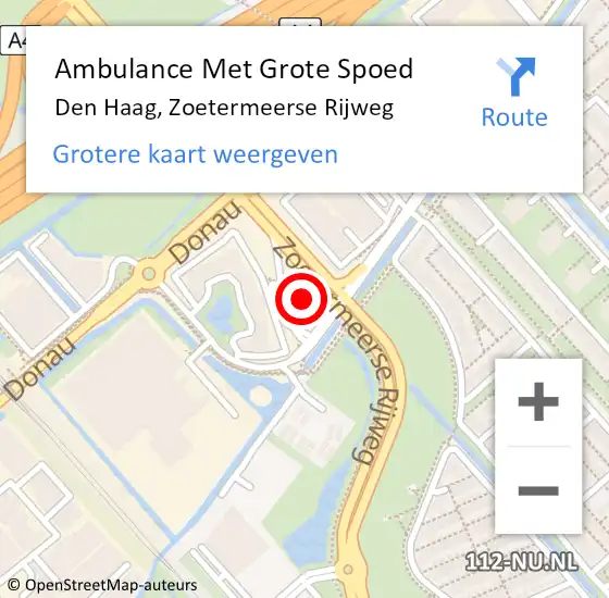 Locatie op kaart van de 112 melding: Ambulance Met Grote Spoed Naar Den Haag, Zoetermeerse Rijweg op 14 maart 2024 00:11
