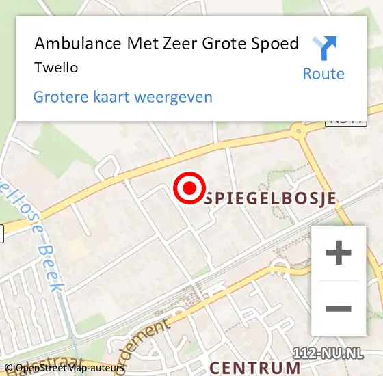 Locatie op kaart van de 112 melding: Ambulance Met Zeer Grote Spoed Naar Twello op 14 maart 2024 00:36