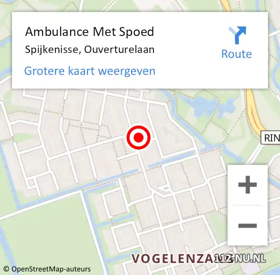 Locatie op kaart van de 112 melding: Ambulance Met Spoed Naar Spijkenisse, Ouverturelaan op 14 maart 2024 01:14