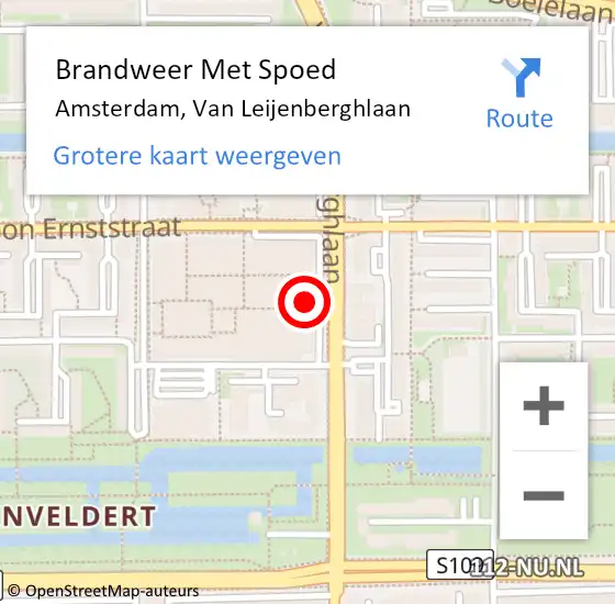 Locatie op kaart van de 112 melding: Brandweer Met Spoed Naar Amsterdam, Van Leijenberghlaan op 14 maart 2024 01:14