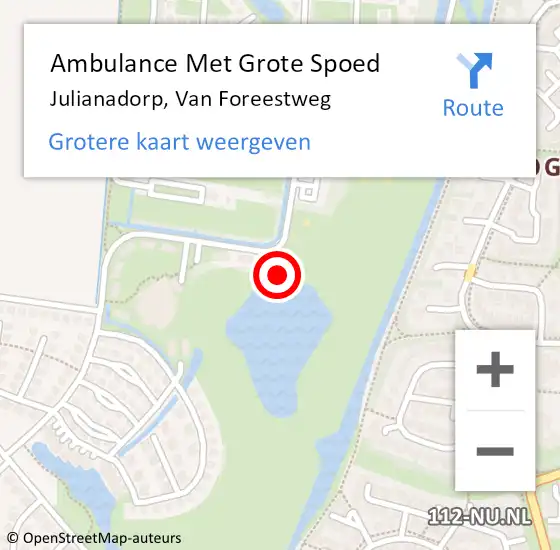 Locatie op kaart van de 112 melding: Ambulance Met Grote Spoed Naar Julianadorp, Van Foreestweg op 14 maart 2024 02:07