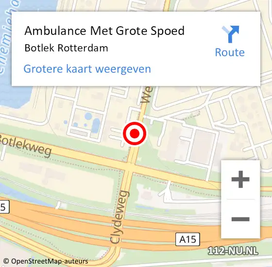 Locatie op kaart van de 112 melding: Ambulance Met Grote Spoed Naar Botlek, A15 op 29 september 2014 07:23