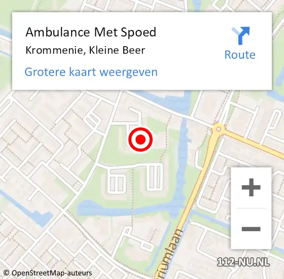 Locatie op kaart van de 112 melding: Ambulance Met Spoed Naar Krommenie, Kleine Beer op 14 maart 2024 02:41