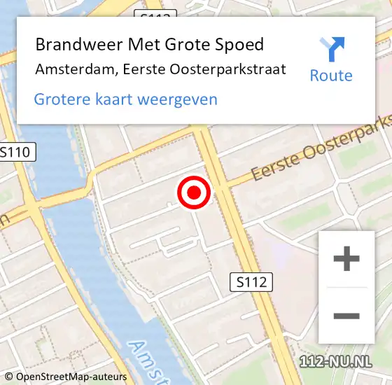 Locatie op kaart van de 112 melding: Brandweer Met Grote Spoed Naar Amsterdam, Eerste Oosterparkstraat op 14 maart 2024 02:55
