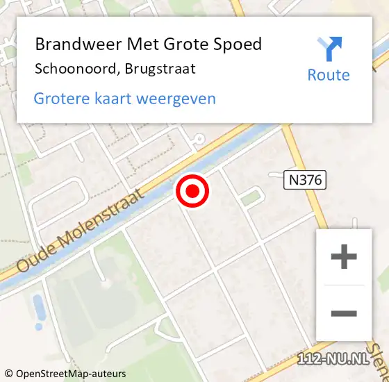 Locatie op kaart van de 112 melding: Brandweer Met Grote Spoed Naar Schoonoord, Brugstraat op 14 maart 2024 03:08
