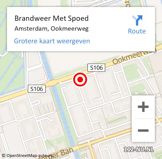 Locatie op kaart van de 112 melding: Brandweer Met Spoed Naar Amsterdam, Ookmeerweg op 14 maart 2024 03:50