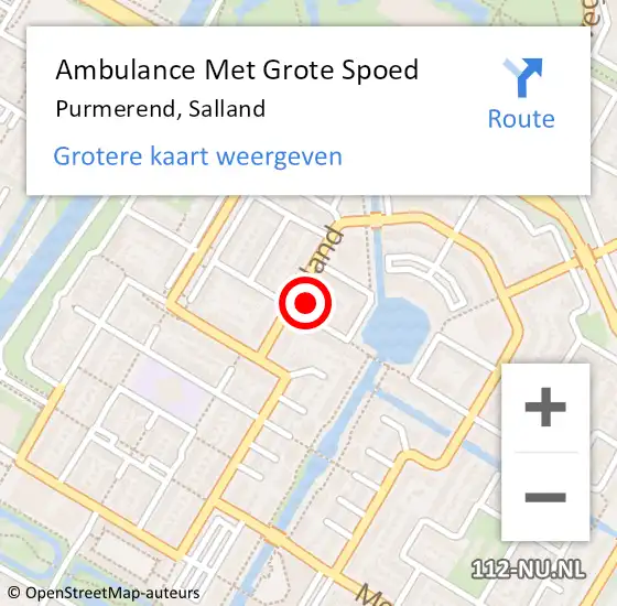 Locatie op kaart van de 112 melding: Ambulance Met Grote Spoed Naar Purmerend, Salland op 14 maart 2024 06:08