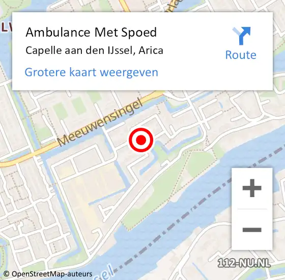 Locatie op kaart van de 112 melding: Ambulance Met Spoed Naar Capelle aan den IJssel, Arica op 14 maart 2024 07:16