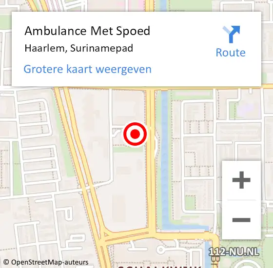 Locatie op kaart van de 112 melding: Ambulance Met Spoed Naar Haarlem, Surinamepad op 14 maart 2024 07:55