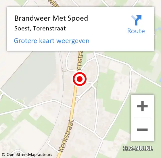 Locatie op kaart van de 112 melding: Brandweer Met Spoed Naar Soest, Torenstraat op 14 maart 2024 07:56