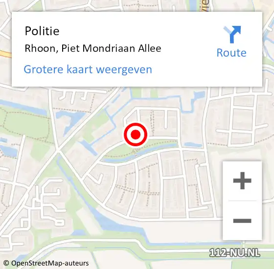 Locatie op kaart van de 112 melding: Politie Rhoon, Piet Mondriaan Allee op 14 maart 2024 07:59