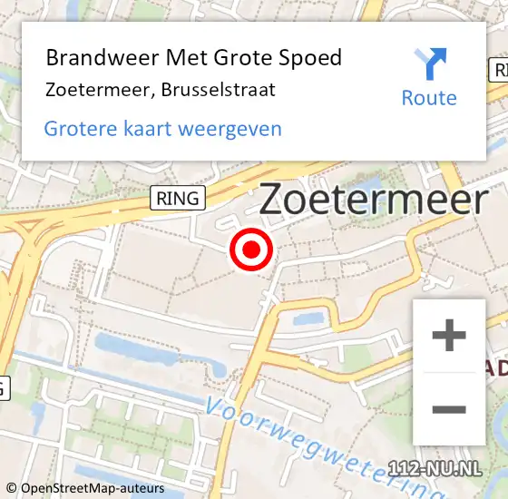 Locatie op kaart van de 112 melding: Brandweer Met Grote Spoed Naar Zoetermeer, Brusselstraat op 14 maart 2024 08:00