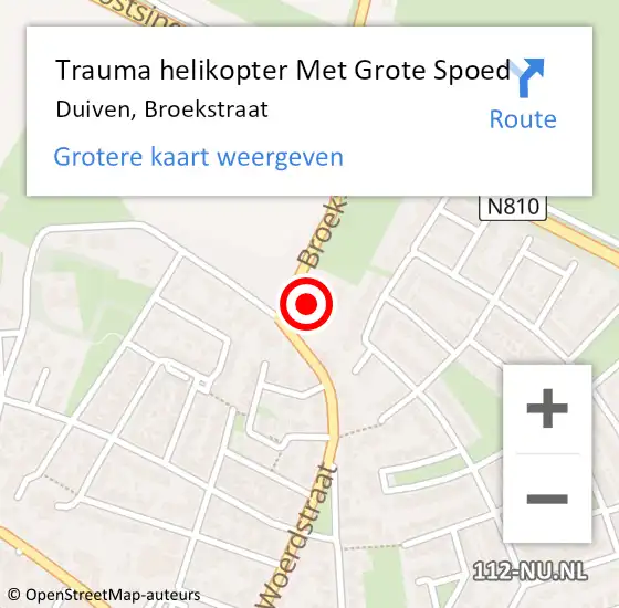 Locatie op kaart van de 112 melding: Trauma helikopter Met Grote Spoed Naar Duiven, Broekstraat op 14 maart 2024 08:12