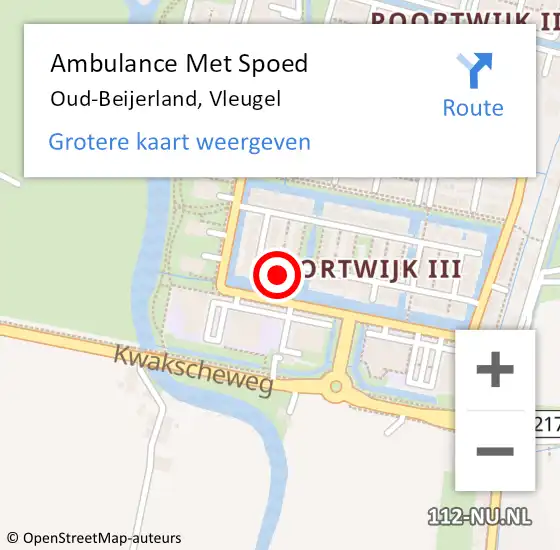 Locatie op kaart van de 112 melding: Ambulance Met Spoed Naar Oud-Beijerland, Vleugel op 14 maart 2024 08:20