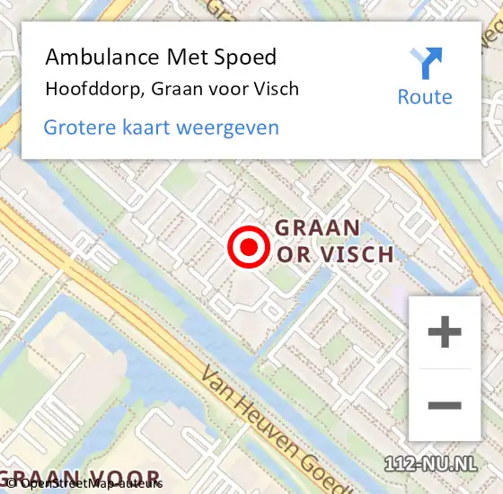 Locatie op kaart van de 112 melding: Ambulance Met Spoed Naar Hoofddorp, Graan voor Visch op 14 maart 2024 08:23