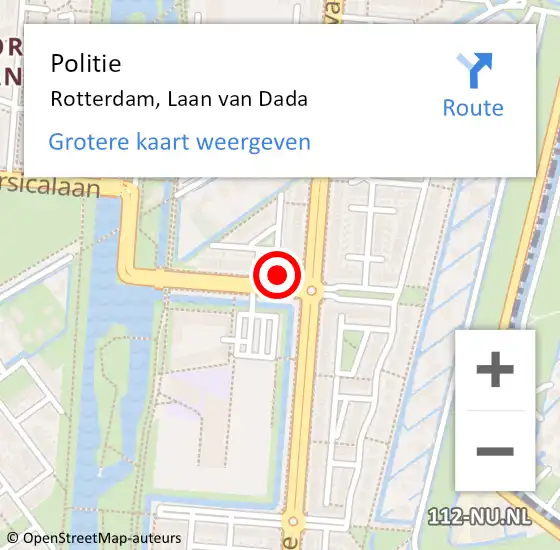 Locatie op kaart van de 112 melding: Politie Rotterdam, Laan van Dada op 14 maart 2024 08:40