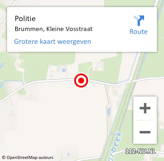 Locatie op kaart van de 112 melding: Politie Brummen, Kleine Vosstraat op 14 maart 2024 08:45