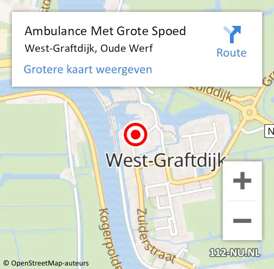 Locatie op kaart van de 112 melding: Ambulance Met Grote Spoed Naar West-Graftdijk, Oude Werf op 14 maart 2024 08:54