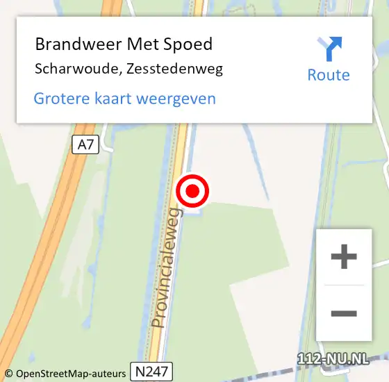 Locatie op kaart van de 112 melding: Brandweer Met Spoed Naar Scharwoude, Zesstedenweg op 29 september 2014 07:54