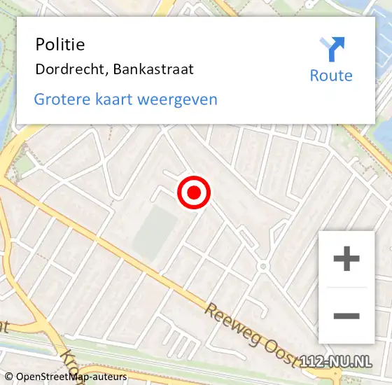 Locatie op kaart van de 112 melding: Politie Dordrecht, Bankastraat op 14 maart 2024 09:06
