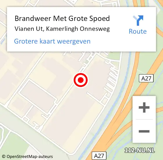 Locatie op kaart van de 112 melding: Brandweer Met Grote Spoed Naar Vianen, Kamerlingh Onnesweg op 14 maart 2024 09:19