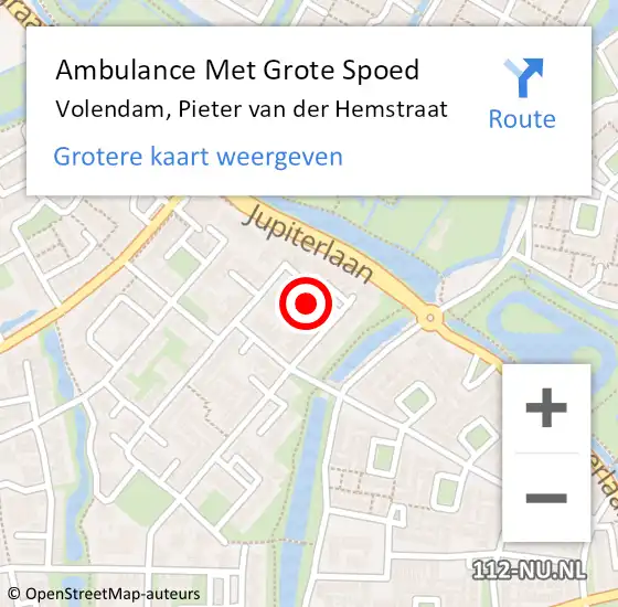 Locatie op kaart van de 112 melding: Ambulance Met Grote Spoed Naar Volendam, Pieter van der Hemstraat op 14 maart 2024 09:26