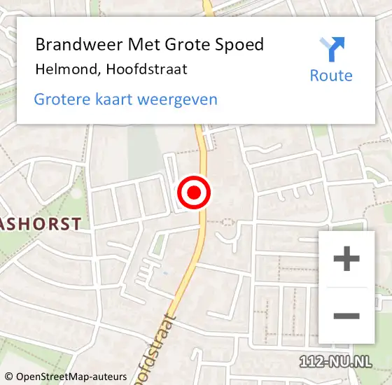Locatie op kaart van de 112 melding: Brandweer Met Grote Spoed Naar Helmond, Hoofdstraat op 14 maart 2024 09:34