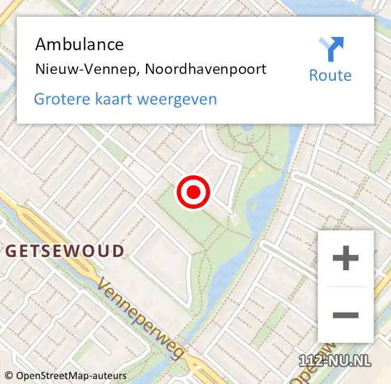 Locatie op kaart van de 112 melding: Ambulance Nieuw-Vennep, Noordhavenpoort op 14 maart 2024 09:44