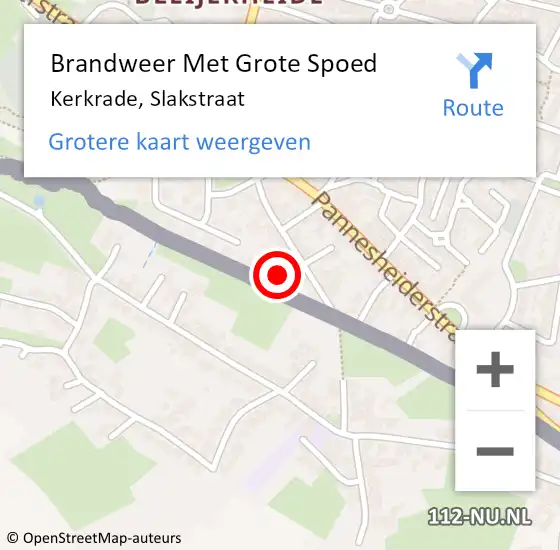 Locatie op kaart van de 112 melding: Brandweer Met Grote Spoed Naar Kerkrade, Slakstraat op 14 maart 2024 09:50