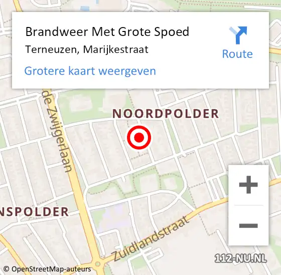 Locatie op kaart van de 112 melding: Brandweer Met Grote Spoed Naar Terneuzen, Marijkestraat op 14 maart 2024 09:55