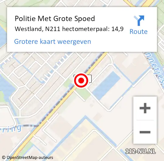 Locatie op kaart van de 112 melding: Politie Met Grote Spoed Naar Westland, N211 hectometerpaal: 14,9 op 14 maart 2024 10:01