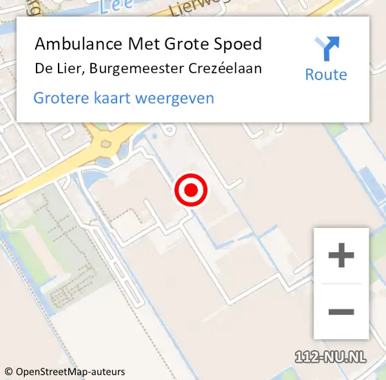 Locatie op kaart van de 112 melding: Ambulance Met Grote Spoed Naar De Lier, Burgemeester Crezéelaan op 14 maart 2024 10:11