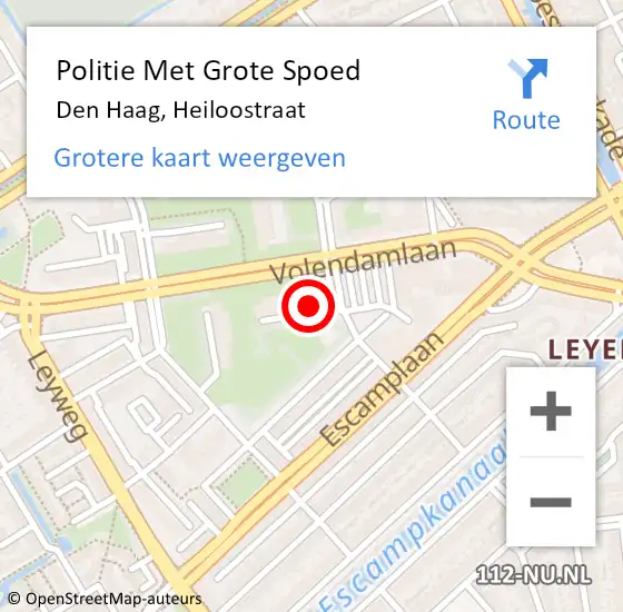 Locatie op kaart van de 112 melding: Politie Met Grote Spoed Naar Den Haag, Heiloostraat op 14 maart 2024 10:22