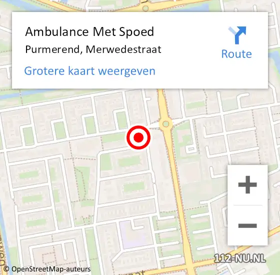 Locatie op kaart van de 112 melding: Ambulance Met Spoed Naar Purmerend, Merwedestraat op 14 maart 2024 10:30