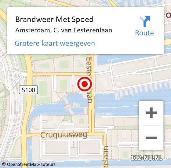 Locatie op kaart van de 112 melding: Brandweer Met Spoed Naar Amsterdam, C. van Eesterenlaan op 14 maart 2024 10:35