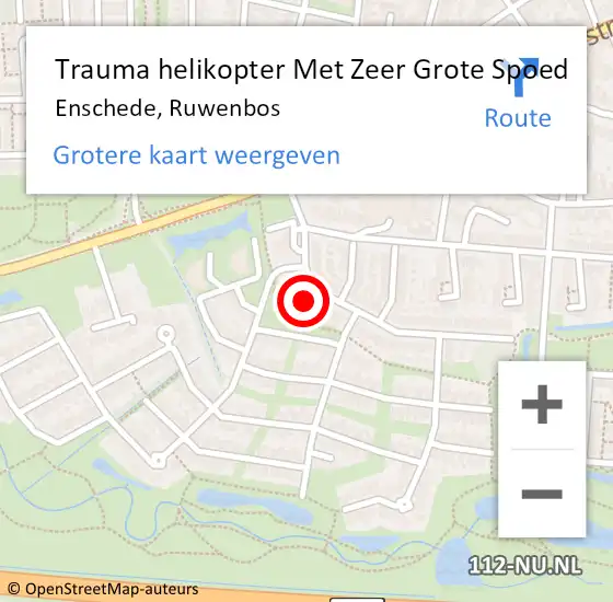Locatie op kaart van de 112 melding: Trauma helikopter Met Zeer Grote Spoed Naar Enschede, Ruwenbos op 14 maart 2024 11:02
