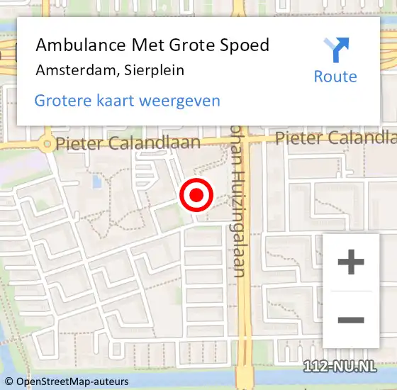 Locatie op kaart van de 112 melding: Ambulance Met Grote Spoed Naar Amsterdam, Sierplein op 14 maart 2024 11:06