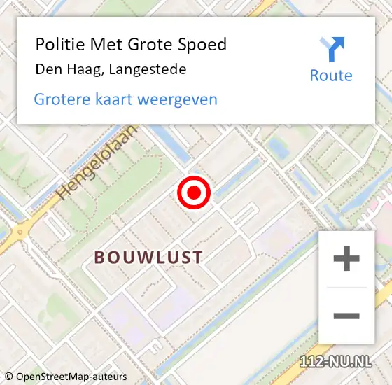 Locatie op kaart van de 112 melding: Politie Met Grote Spoed Naar Den Haag, Langestede op 14 maart 2024 11:12