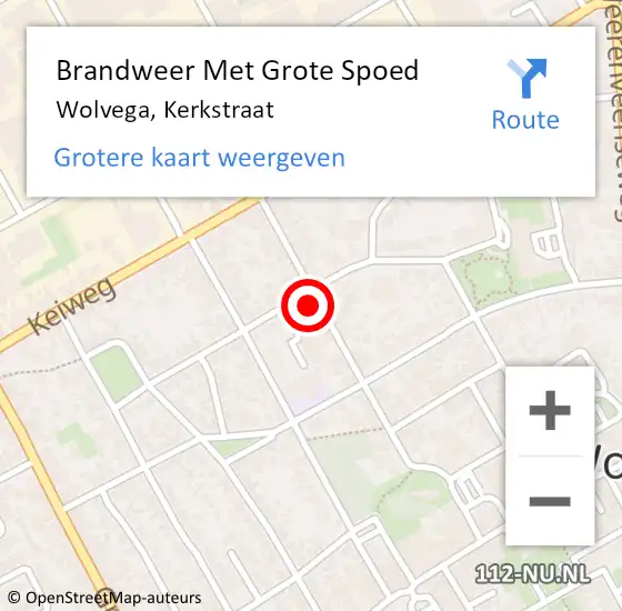 Locatie op kaart van de 112 melding: Brandweer Met Grote Spoed Naar Wolvega, Kerkstraat op 14 maart 2024 11:20